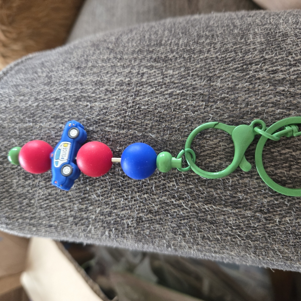 Colorful Beaded Keychains with Car Design